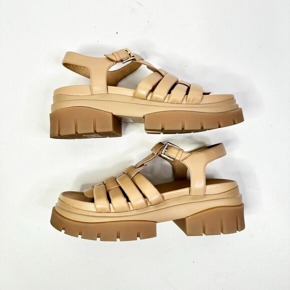 Ash Sandals Women 10 Beige Sirena NEW Leather Platform Chunky Shoes Athleisure - Picture 2 of 8